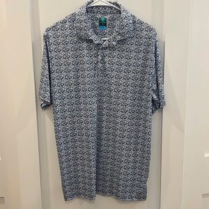 Pro Tour golf polo- drifit material- blue/pink dragonflies